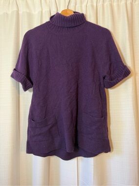 Harper Cashmere Deep Plum Short-Sleeve Turtleneck Sweater